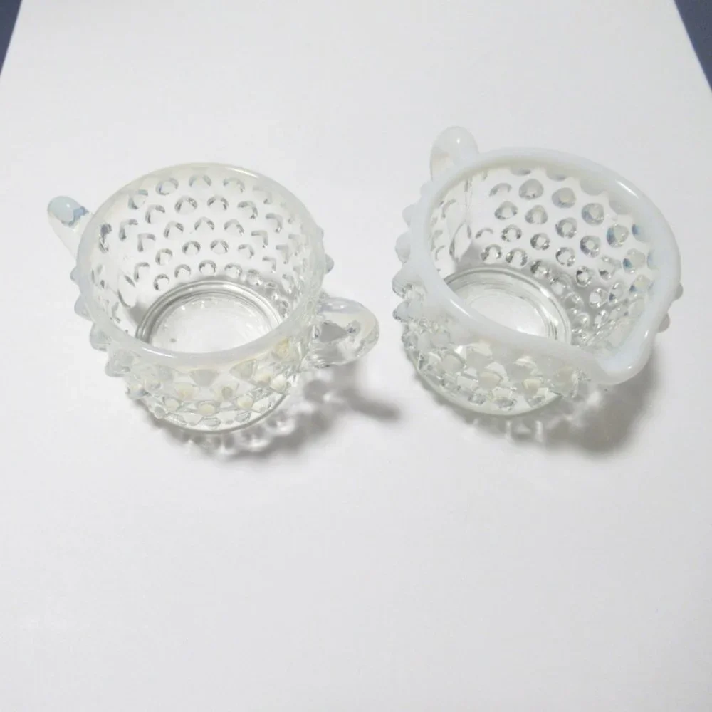 Vintage Hobnail Creamer and Sugar set